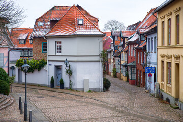 Lüneburg Altstadt am Kalkberg im Winter