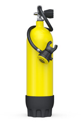 Yellow diving tank full oxygen for snorkeling isolated on a white background