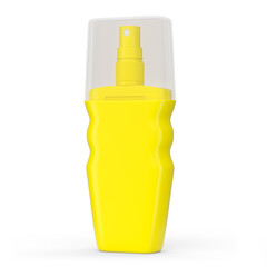 Yellow sunscreens bottle or sunblock cream tube isolated on white background.