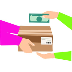 Parcel delivery in bright clothes