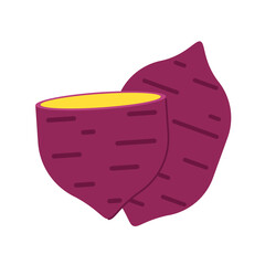 Sweet potato. Organic healthy vegetable. Fresh natural root. Made in vector cartoon flat style. Roasted sweet potato. Japanese Sweet potato.