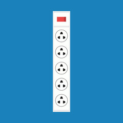 Plug vector. Outlet vector. Power strip safety, short circuit from full plug in 5-outlet power strip. Dangerous from short circuit peripheral.