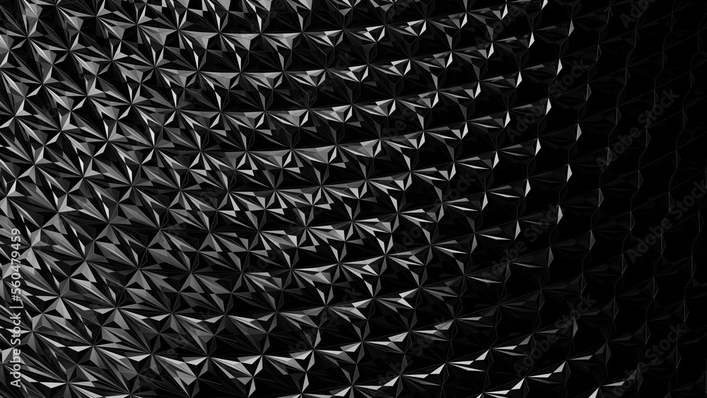 Poster abstract black metallic background. low poly triangle. 3d rendering