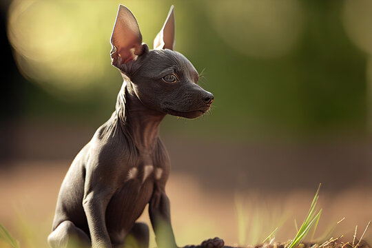 Xoloitzcuintlix puppy, cute dogs, Generative AI