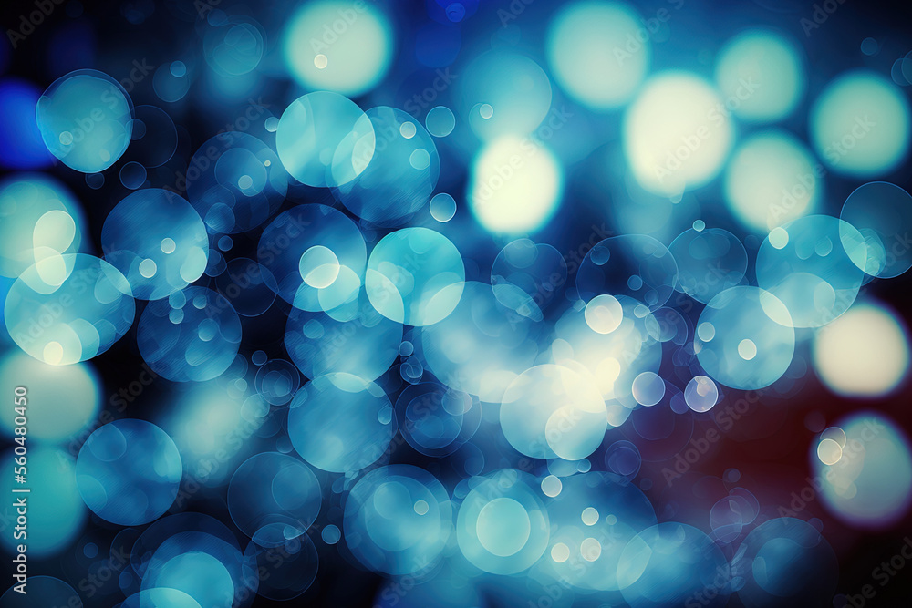 Poster background in blue bokeh abstraction. generative ai