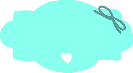Blue frame for inscriptions with bow and heart