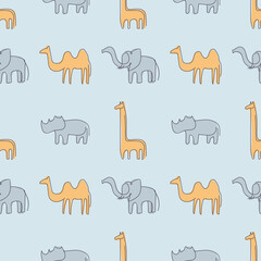 Seamless pattern with animals for prints. 