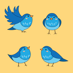 set of blue birds