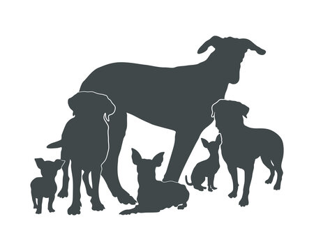 Dog silhouettes, Group of dog silhouette