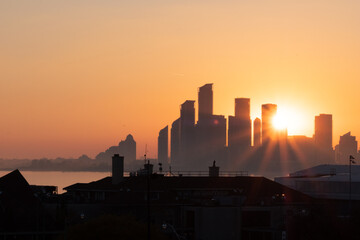 City skyline in Toronto Canada during sunset