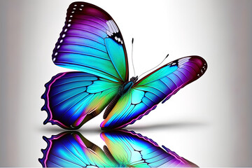 Color butterfly , isolated on white. Generative AI