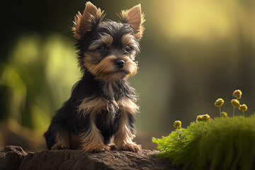 Yorkshire Terrier puppy, cute dogs, Generative AI
