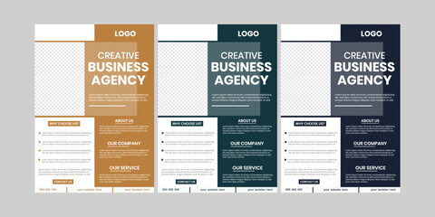 Set of 3 business simple flyer, corporate print flyer design, company promotional flyer background, agency annual presentation flyer and brochure design