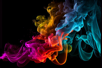 Obraz premium Artistic Colorful Smoke on a black background generative ai