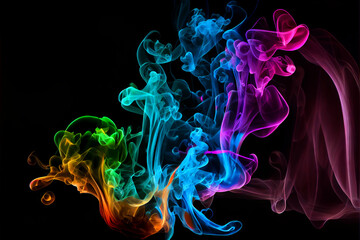 Fototapeta premium Artistic Colorful Smoke on a black background generative ai