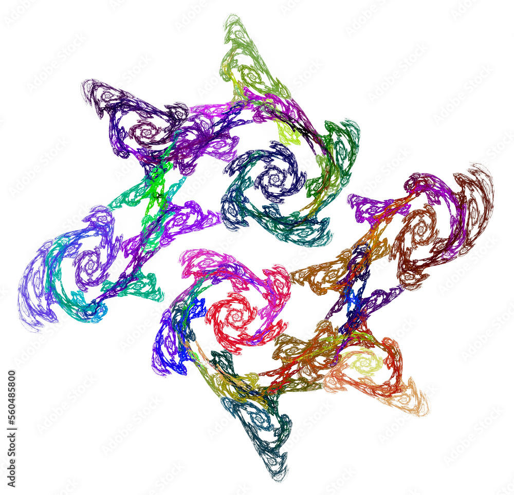 Aufkleber openwork colorful spirals rotate on a white background. light abstract fractal pattern of spirals. 3
