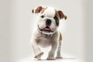 Fototapeta premium Generative AI illustration of cute full body french bulldog puppy on white background