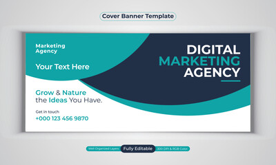 Digital marketing agency business cover banner design modern vector template