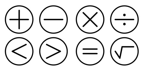 Math symbol icon set, simple math symbol - obrazy, fototapety, plakaty