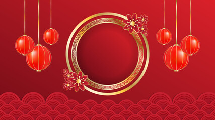 Realistic Chinese new year banner template