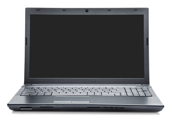 Modern laptop with black screen