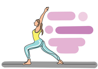 single line drawing woman doing yoga colored colored - PNG image with transparent background