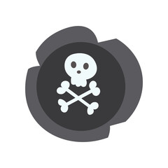 Pirate emblem flat vector illustration. Cartoon pirate emblem. Adventure concept
