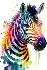 Fototapeta premium abstract watercolor image of a zebra, created with Generative AI technology