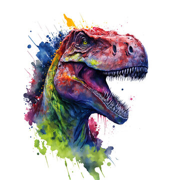abstract watercolor image of a tyrannosaurus rex created with Generative AI technology