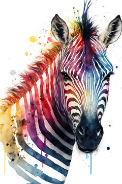 abstract watercolor image of a zebra, created with Generative AI technology