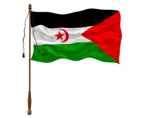 National flag of Sahrawi Arab Democratic Republic. Background  with flag  of Sahrawi Arab Democratic Republic