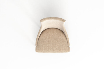 Top view, Modern Chair, minimal concept, Studio shot of stylish chair isolated on white background 3d rendering