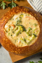 Homemade Broccoli Cheddar Soup Bread Bowl