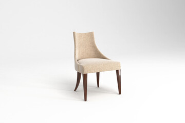 Obraz premium Perspective view, Modern Chair, minimal concept, Studio shot of stylish chair isolated on white background 3d rendering