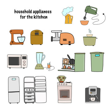 Household appliances for the kitchen. vector art