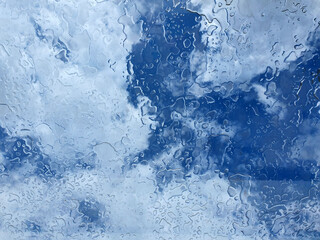 Bright Sky through Wet Sunroof