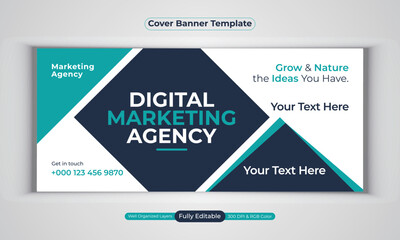 Digital marketing agency business cover banner design modern vector template