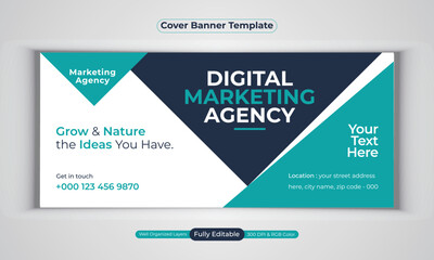 Digital marketing agency business cover banner design modern vector template