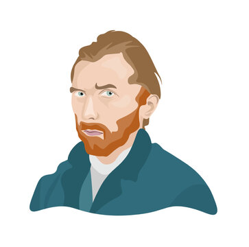 Portrait Vincent van Gogh, artist, vector graphics