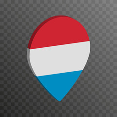 Map pointer with Luxembourg flag. Vector illustration.
