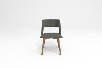 Front view, Modern Chair, minimal concept, Studio shot of stylish chair isolated on white background 3d rendering