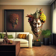 Sculpture in a living-room