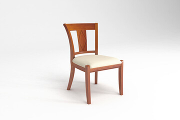 Obraz premium Perspective view, Modern Chair, minimal concept, Studio shot of stylish chair isolated on white background 3d rendering