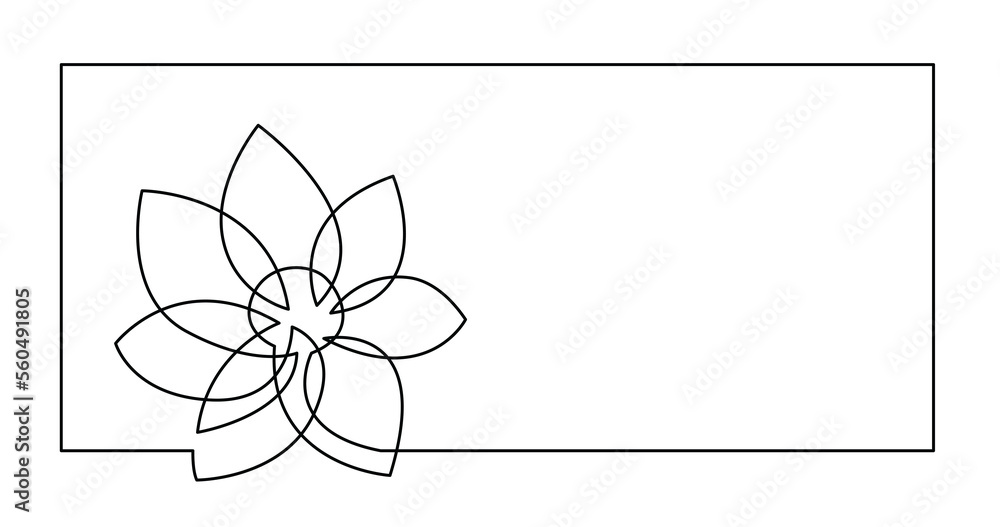 Wall mural continuous line drawing of one flower invitation card design - png image with transparent background