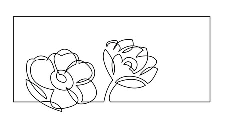 continuous line drawing of two beautiful poppy flowers invitation card design - PNG image with transparent background