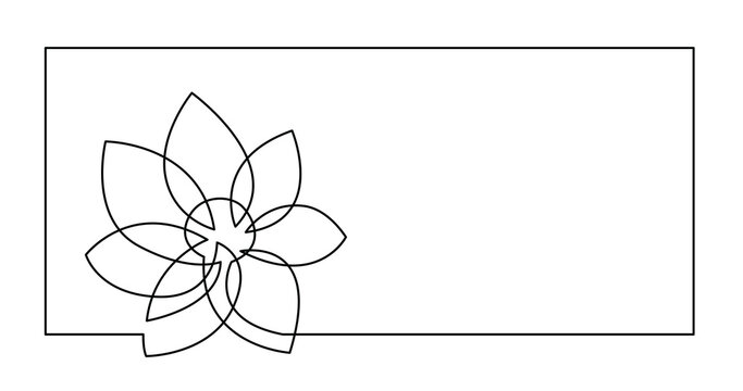 continuous line drawing of one flower invitation card design - PNG image with transparent background