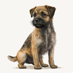 Border Terrier full body image with white background ultra realistic



