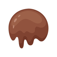 Scoop of chocolate ice cream for creating your own ice cream. Brown ice cream scoop cartoon illustration. Summer, sundae concept