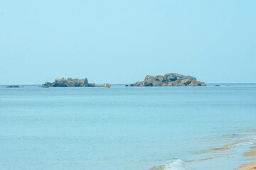Calm blue sea scenery in Kijal, Kemaman, Terengganu, Malaysia.