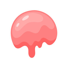 Scoop of pink ice cream for creating your own ice cream. Strawberry ice cream scoop cartoon illustration. Summer, sundae concept